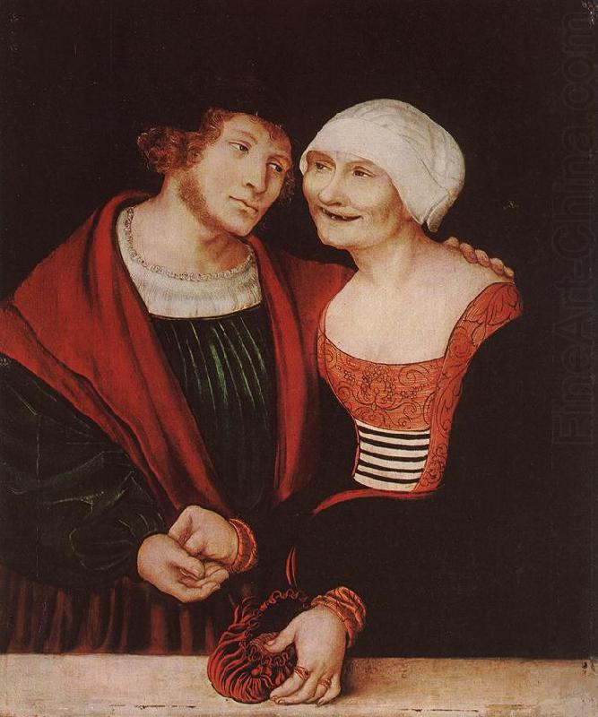 Amorous Old Woman and Young Man gjkh, CRANACH, Lucas the Elder